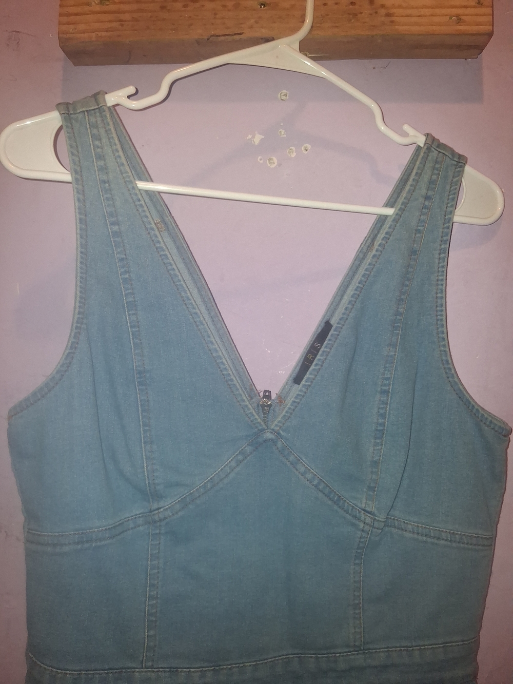 Women’s Light Blue Denim Dress - Casual V-Neck